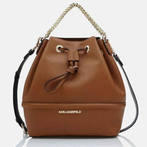 Karl Lagerfeld Safifano Leather Bucket Handbag - Picture 5 of 5